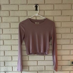 Madewell Pink Long Sleeve Fitted Crop Top